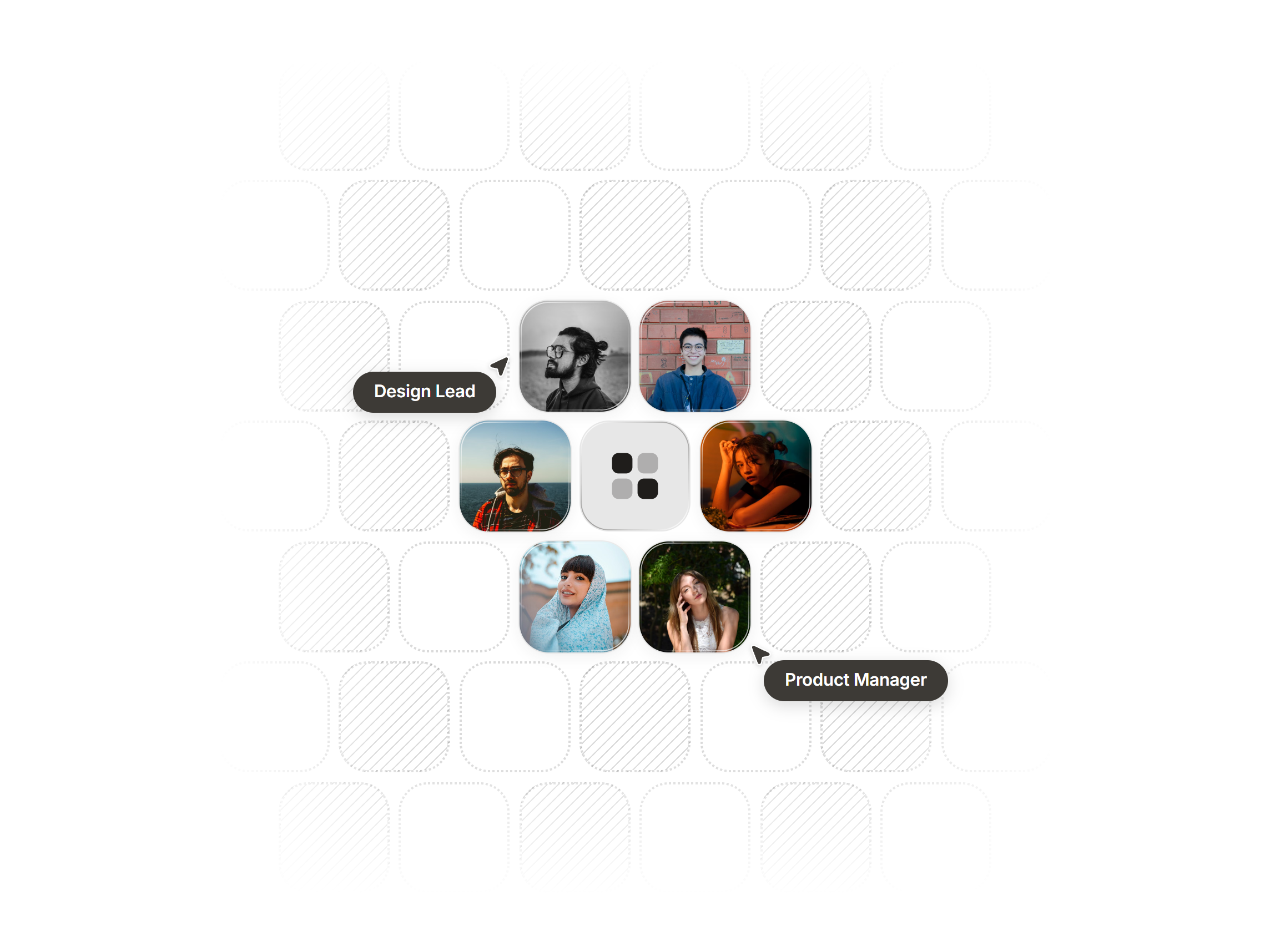 Preview of the Team Mosaic React block