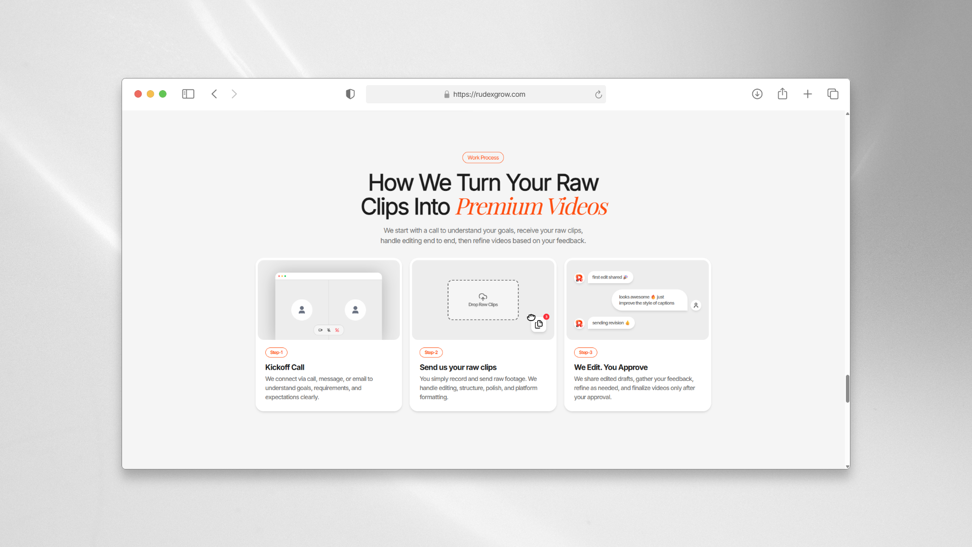 rudexgrow work process section